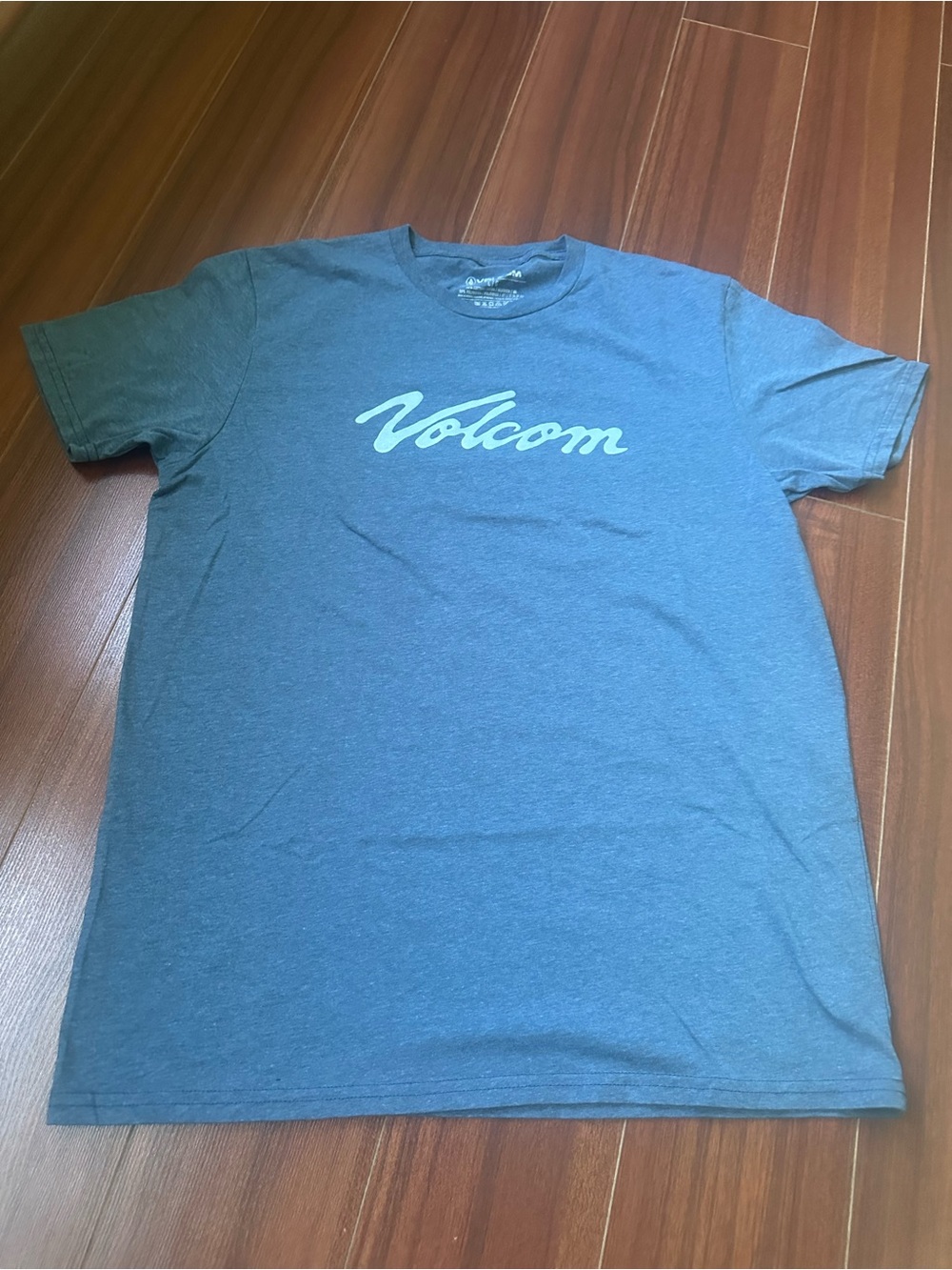 Volcom Men's Heather Blue Script Logo Tee